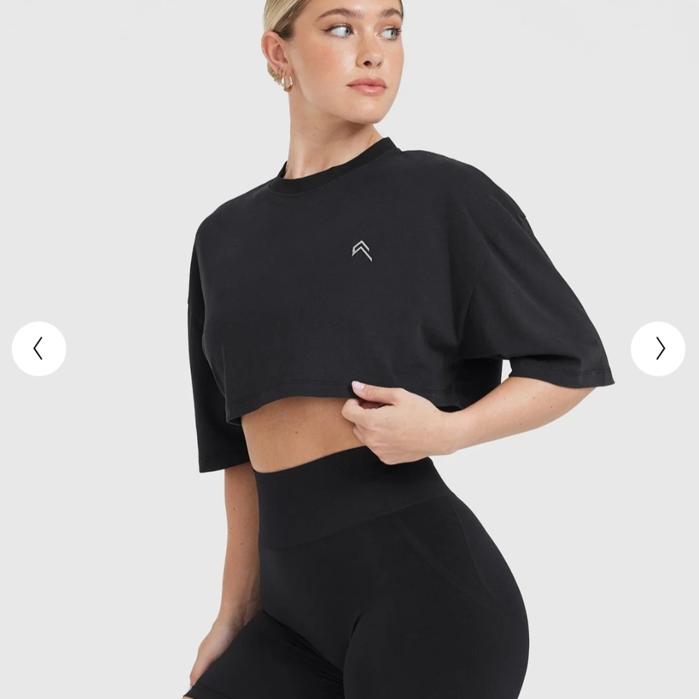 Oner Active NWOT Relaxed Cotton Crop Top In Washed Black, Medium